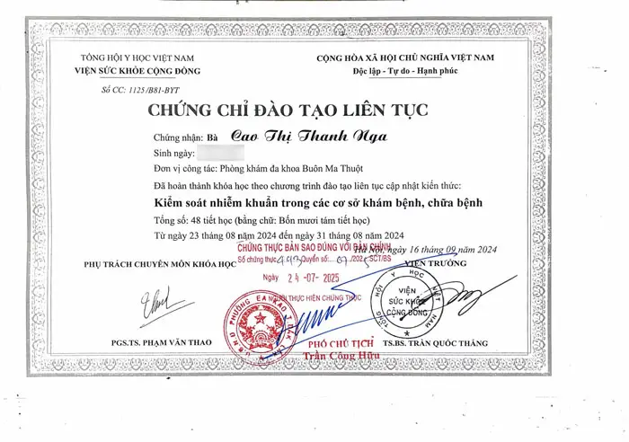 Bác Sĩ Cao Thị Thanh Nga – Bác Sĩ Nội Khoa
