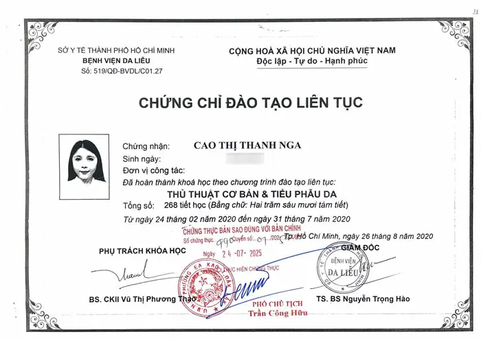 Bác Sĩ Cao Thị Thanh Nga – Bác Sĩ Nội Khoa