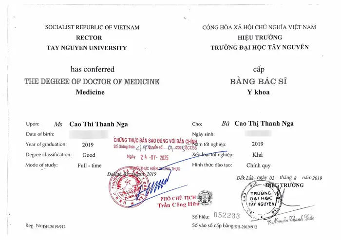 Bác Sĩ Cao Thị Thanh Nga – Bác Sĩ Nội Khoa