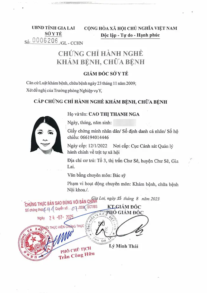 Bác Sĩ Cao Thị Thanh Nga – Bác Sĩ Nội Khoa