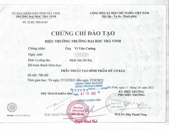 Bác Sĩ CKI Vi Văn Cường – Bác Sĩ Chuyên Khoa Tạo Hình Bụng, Ngực Và Mông