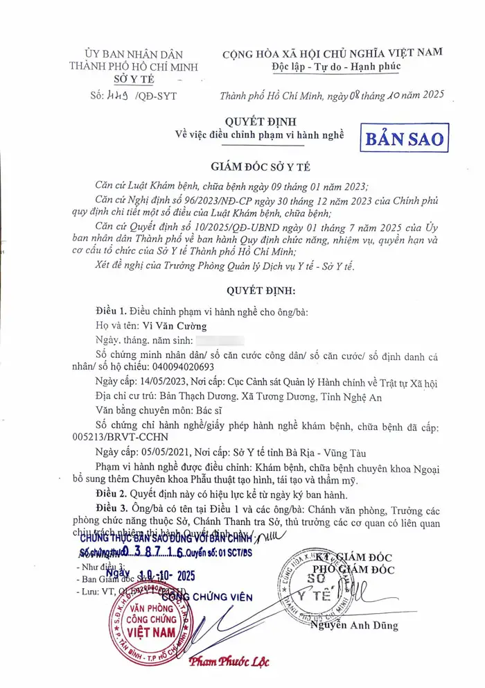 Bác Sĩ CKI Vi Văn Cường – Bác Sĩ Chuyên Khoa Tạo Hình Bụng, Ngực Và Mông